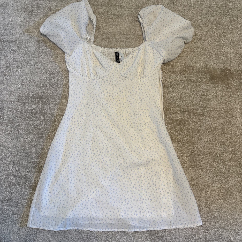 White Puff Sleeve Mini Dress